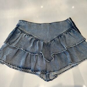 Denim Ruffle Women Shorts